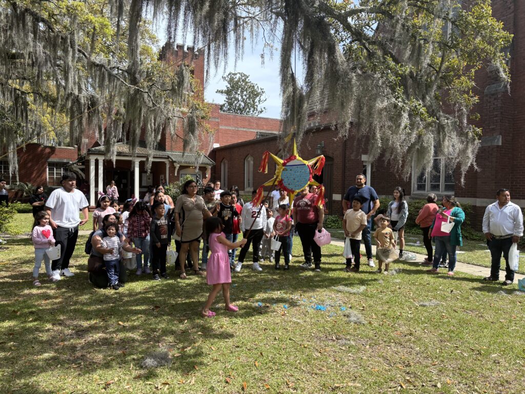 Celebration and pinata on the lawn