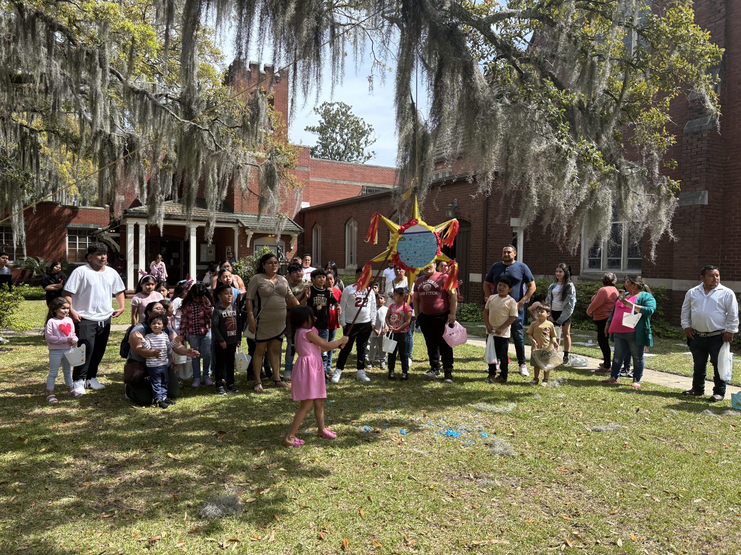 Celebration and pinata on the lawn